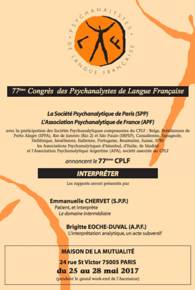 77ème Congrès des Psychanalystes de Langue Française